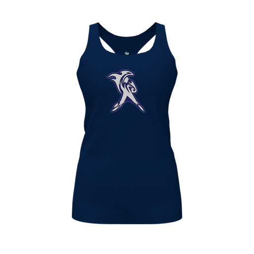 [FT0TRBNV-FYS-LOGO1] Decker Racerback Tank Top (Female Youth S, Navy, Logo 1)