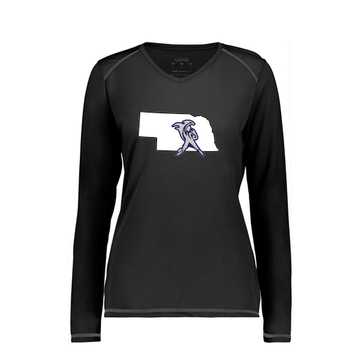 [6847.080.XS-LOGO2] Women's SoftTouch Long Sleeve (Female Adult XS, Black, Logo 2)