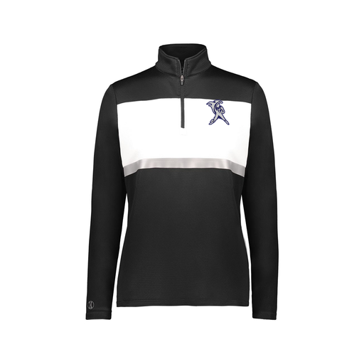 [222791.420.XS-LOGO1] Ladies Bold 1/4 Zip Pullover (Female Adult XS, Black, Logo 1)
