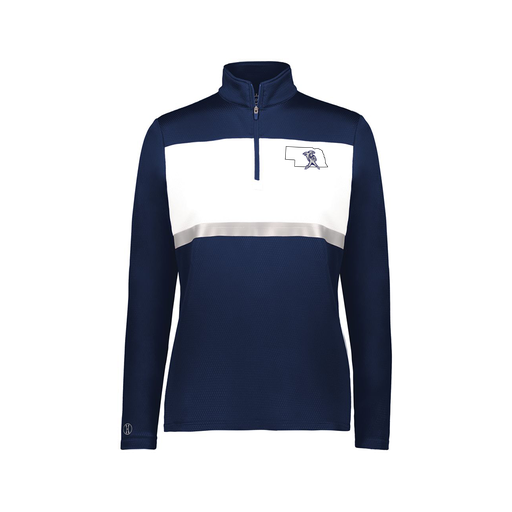 [222791.301.XS-LOGO2] Ladies Bold 1/4 Zip Pullover (Female Adult XS, Navy, Logo 2)