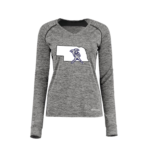 [222770.K94.XS-LOGO2] Ladies Electric Long Sleeve Shirt (Female Adult XS, Black, Logo 2)