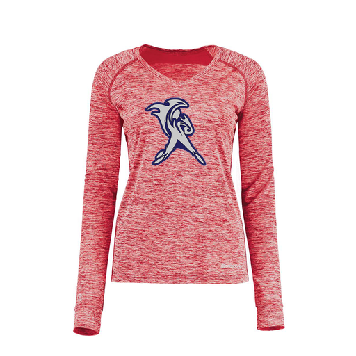 [222770.T20.XS-LOGO1] Ladies Electric Long Sleeve Shirt (Female Adult XS, Red, Logo 1)