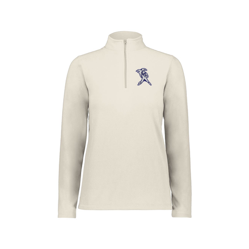 [6864.53T.XS-LOGO1] Ladies MicroFleece 1/4 Zip Pullover (Female Adult XS, White, Logo 1)