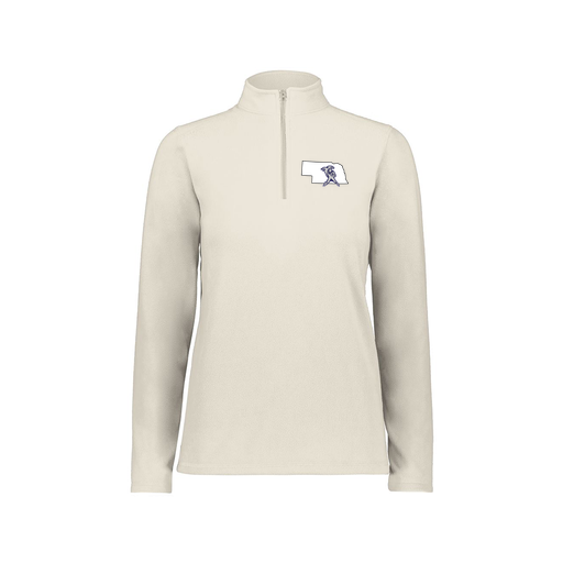 [6864.53T.XS-LOGO2] Ladies MicroFleece 1/4 Zip Pullover (Female Adult XS, White, Logo 2)