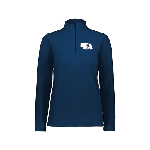 [6864.065.XS-LOGO2] Ladies MicroFleece 1/4 Zip Pullover (Female Adult XS, Navy, Logo 2)