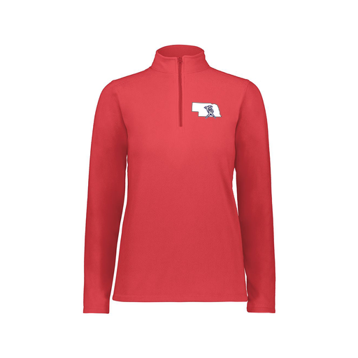 [6864.083.XS-LOGO2] Ladies MicroFleece 1/4 Zip Pullover (Female Adult XS, Red, Logo 2)