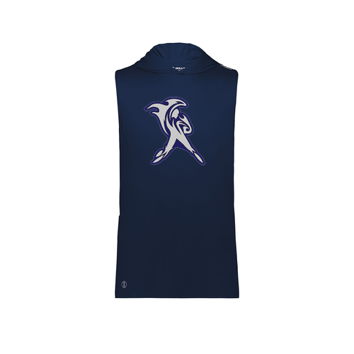 [222590.065.XS-LOGO1] Men's CoolDry Sleeveless Hoodie (Adult XS, Navy, Logo 1)