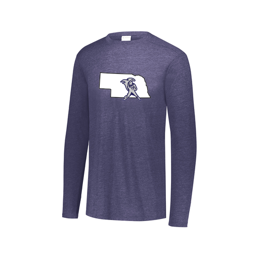[3075.U22.XS-LOGO2] Decker Men's Tri-Blend T-Shirt - Long Sleeve (Adult XS, Navy, Logo 2)
