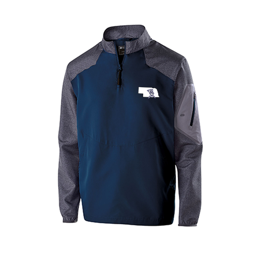 [229155.H03.XS-LOGO2] Men's Raider LS Pullover (Adult XS, Navy, Logo 2)