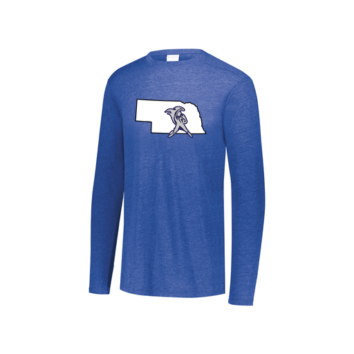 [FTLCUBRY-YS-LOGO2] Decker Youth Tri-Blend T-Shirt - Long Sleeve (Youth S, Royal, Logo 2)