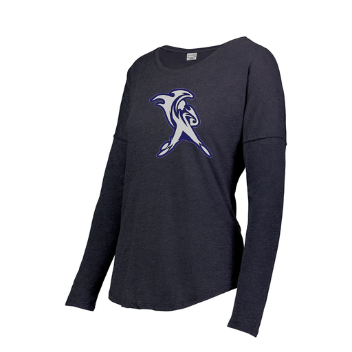 [FTLCUBNV-FAXS-LOGO1] Decker Women's Tri-Blend T-Shirt - Long Sleeve (Female Adult XS, Navy, Logo 1)